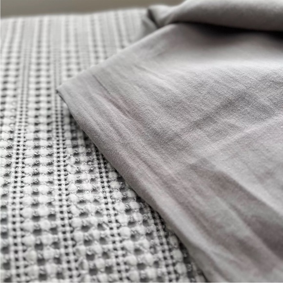 POTTERY BARN Gray Textured HONEYCOMB Waffle Duvet Cover Full / Queen Cotton - Picture 5 of 10